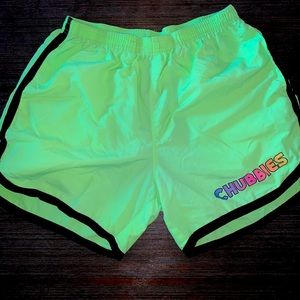 Chubbies neon green pull on swim trunks